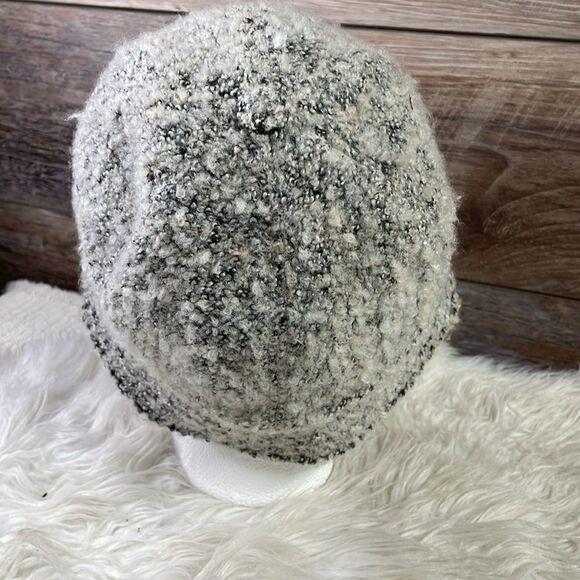 August Ladies Bucket Style Fuzzy Polyester Hat, Gray and Black - Picture 2 of 8